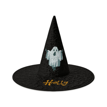 Personalized Ghost Halloween Witch Hat with Custom Name – Witch Costume Accessory for Adults & Teens