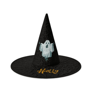 Personalized Ghost Halloween Witch Hat with Custom Name – Witch Costume Accessory for Adults & Teens