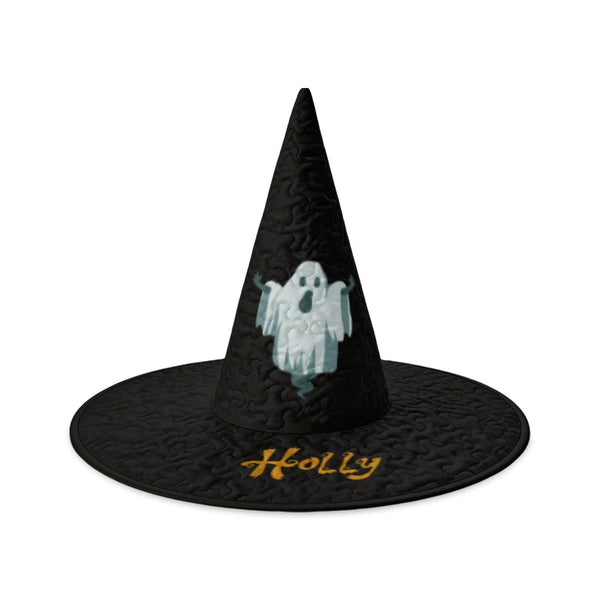 Personalized Ghost Halloween Witch Hat with Custom Name – Witch Costume Accessory for Adults & Teens