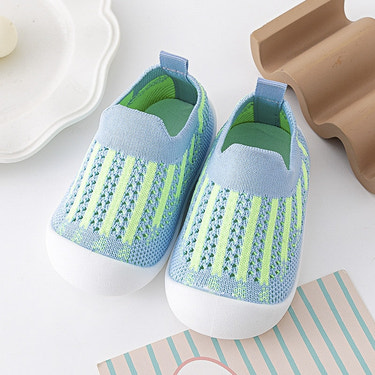 Baby first walkers in blue and green, perfect for little feet taking their first steps.