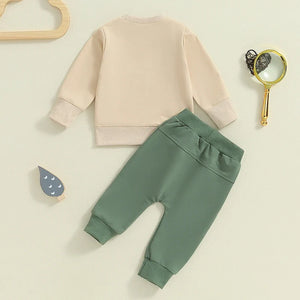 Baby Toddler Boys 2Pcs A Little Dirt Never Hurt/ Just One More Tractor I Promise Fall Outfit Letter Tractor Print Long Sleeve Top and Long Pants Set