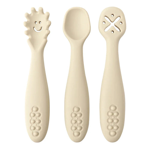 Set of 3 Silicone Learning Spoons for Children Multivariant