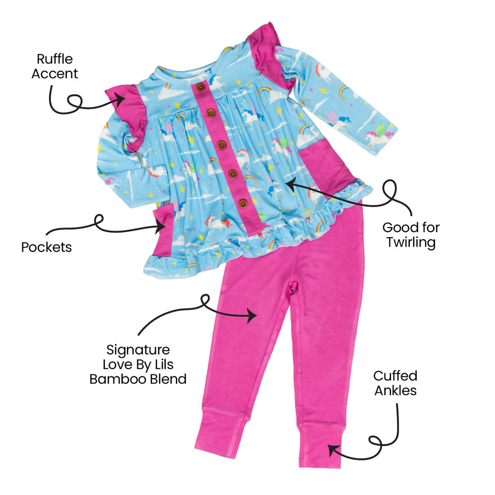 Sage Bamboo Long Sleeve Peplum + Legging Set