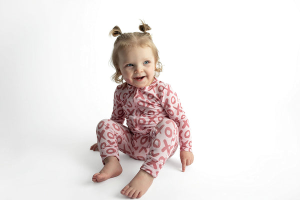 Valentine's Day XOXO Bamboo Newborn Zipper Pajamas Sleepers