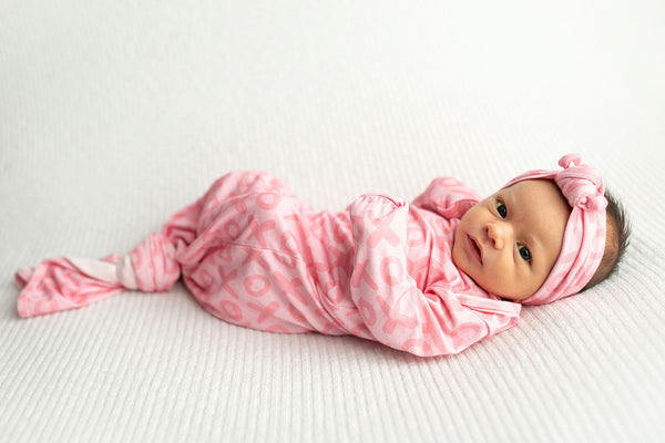 XOXO Love Valentine's Day Knotted Newborn Baby Gown