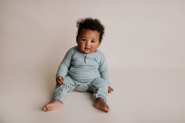 Robbins Egg Baby Ribbed Playsuit with pockets