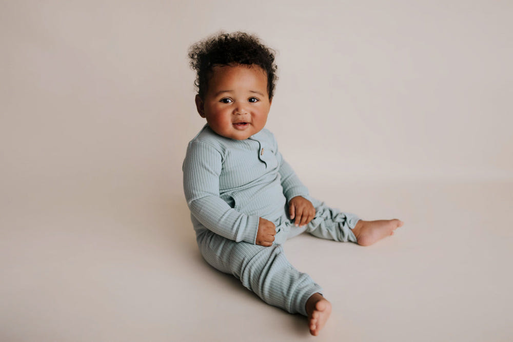 Robbins Egg Baby Ribbed Playsuit with pockets