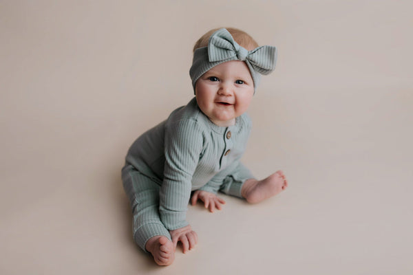 Robbins Egg Baby Ribbed Playsuit with pockets