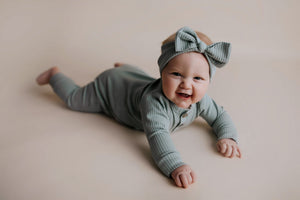 Robbins Egg Baby Ribbed Playsuit with pockets