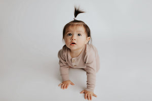 Mauve Baby Ribbed Playsuit with pockets