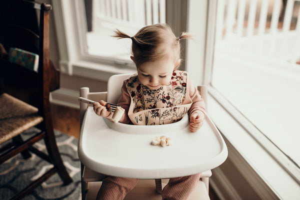 Floral Silicone Bib with Crumb Catcher