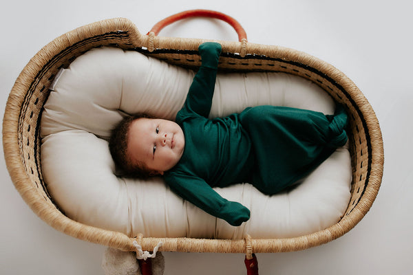 Forest Green Knotted Newborn Baby Gown
