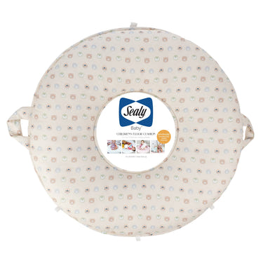 Sealy Children's Floor Cushion in beige with playful animal faces, perfect for kids' playrooms and nurseries.