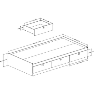 Twin size White Platform Bed for Kids Teens Adults with 3 Storage Drawers