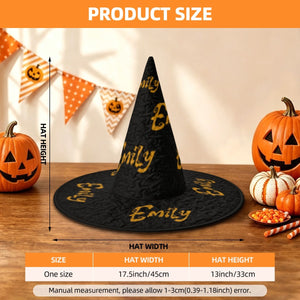 Personalized Halloween Witch Hat with Custom Name – Witch Costume Accessory for Adults & Teens