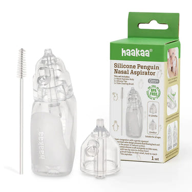 Haakaa Silicone Penguin Nasal Aspirator for babies - gentle, effective oral care tool in a cute penguin design.