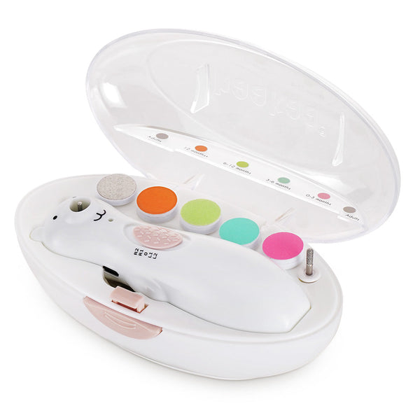 Haakaa Happii Bear Rechargeable Nail Trimmer Set for safe and gentle baby nail care, shown at angle 10.