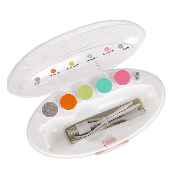 Haakaa Happii Bear Rechargeable Nail Trimmer Set for babies, featuring a cute bear design and ergonomic grip.