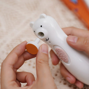 Haakaa Happii Bear rechargeable nail trimmer set for babies, angle 16 view showcasing its design and features.