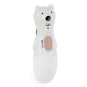 Haakaa Happii Bear Rechargeable Nail Trimmer Set for babies, angled view showcasing its design and features.