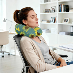 Personalized Sunflower Travel Neck Pillow | Custom Name Gift