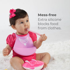 Primo Passi Silicone Baby Bib, Pink Necklace