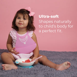 Primo Passi Silicone Baby Bib, Pink Necklace