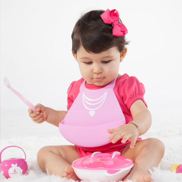 Primo Passi Silicone Baby Bib, Pink Necklace