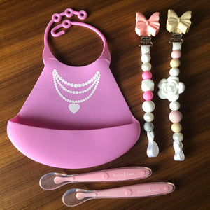 Primo Passi Silicone Baby Bib, Pink Necklace