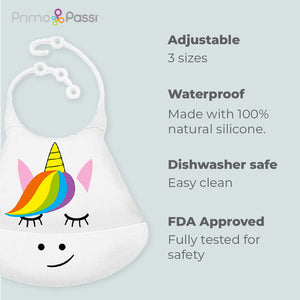 Primo Passi Silicone Baby Bib, Unicorn