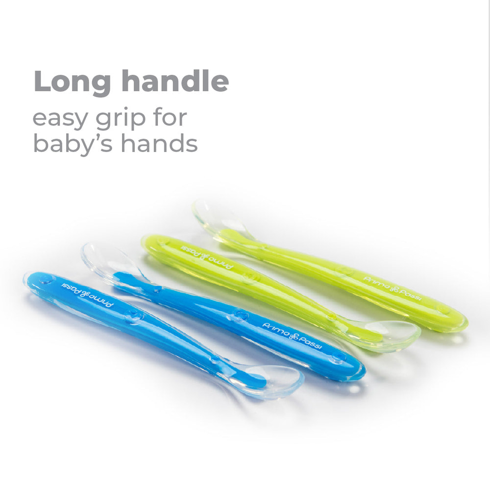 Primo Passi Silicone Spoon 4PK in Blue & Green