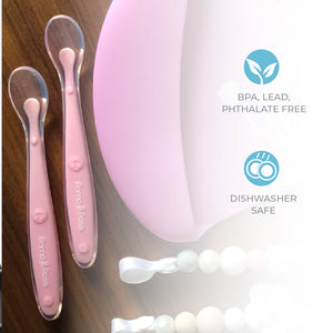 Primo Passi Silicone Spoon 4PK in Pink and Yellow