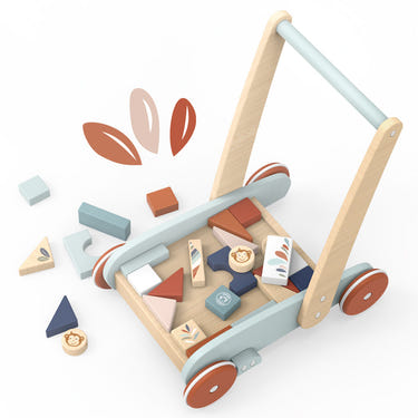 "Block Walker: Colorful early learning toy for babies to enhance motor skills and coordination."