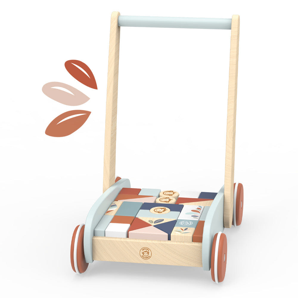 "Block Walker: Colorful early learning toy for babies to enhance motor skills and coordination."