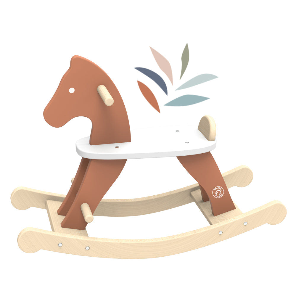 Wooden rocking horse for babies, perfect recreational toy for fun and development.