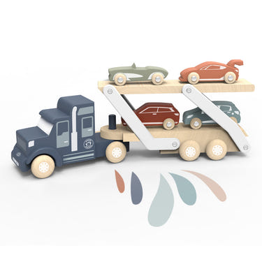 "Colorful car transporter toy for babies, perfect for recreational play and imaginative adventures."