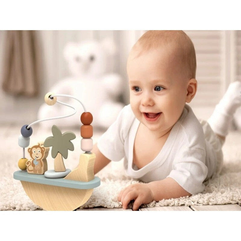 Colorful rocking beads maze for babies, promoting early learning and fine motor skills development.