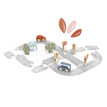 Colorful car track puzzle for babies, promoting early learning and fine motor skills development.