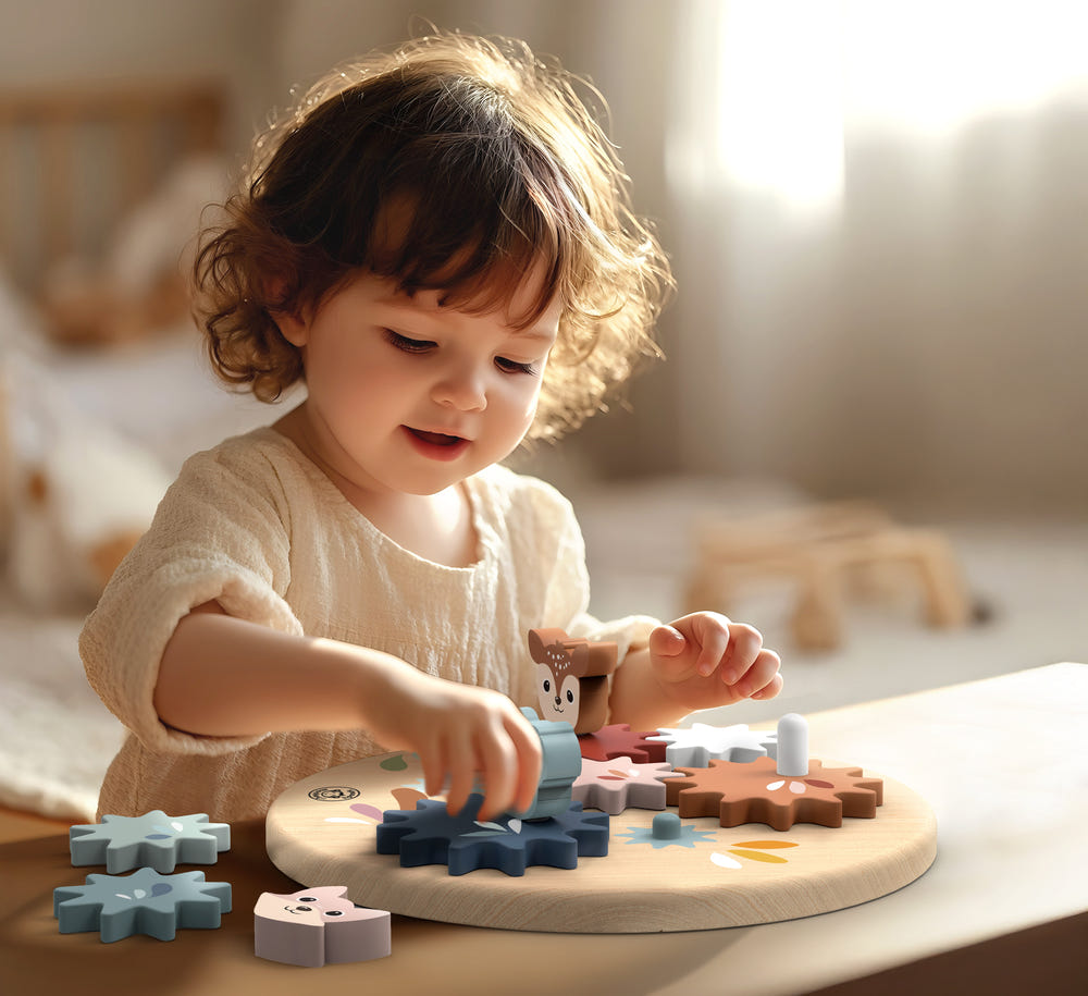 Colorful Gear Toy for babies, promoting early learning and motor skills development.