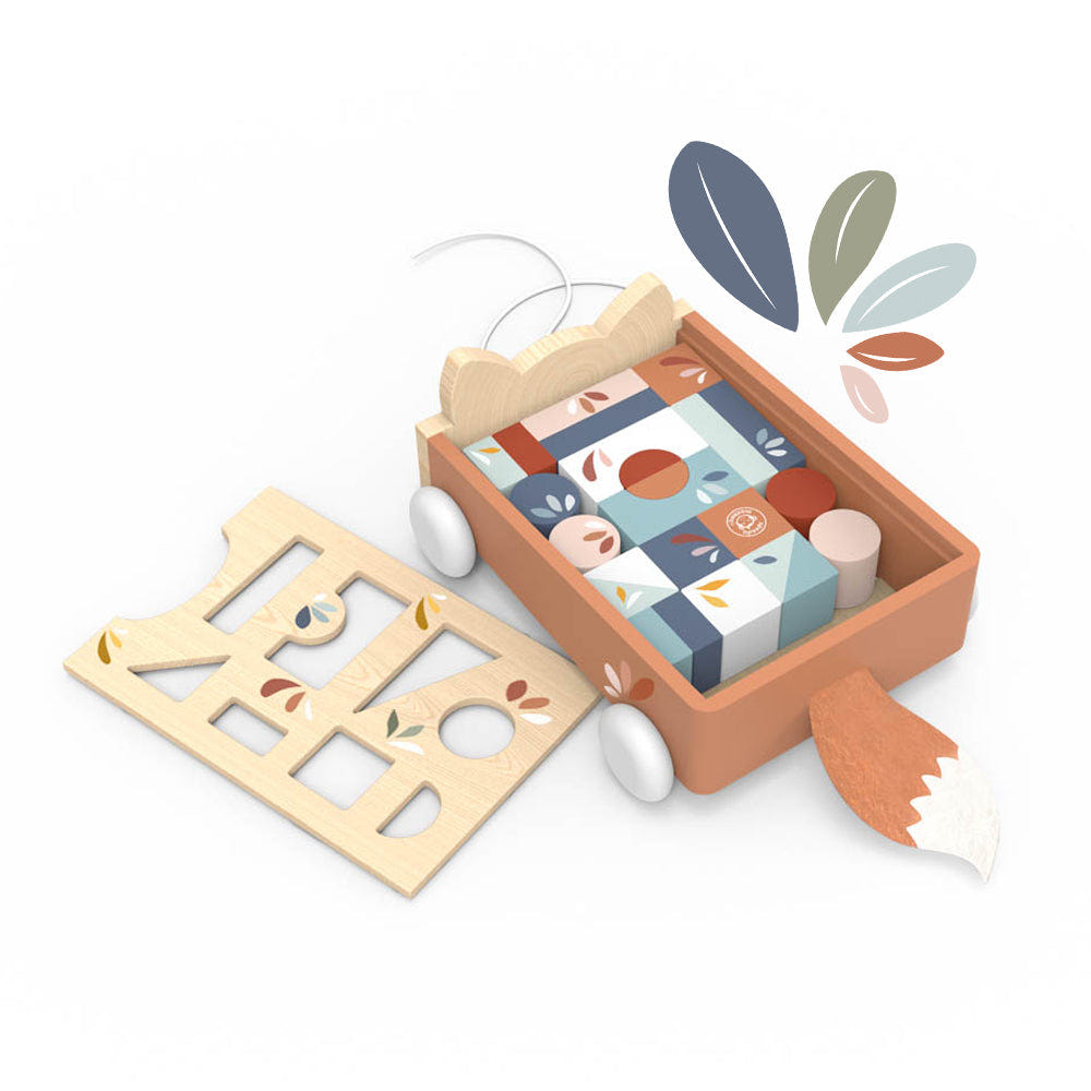 "Fox Blocks Cart for early learning, colorful and engaging toy for babies and toddlers."