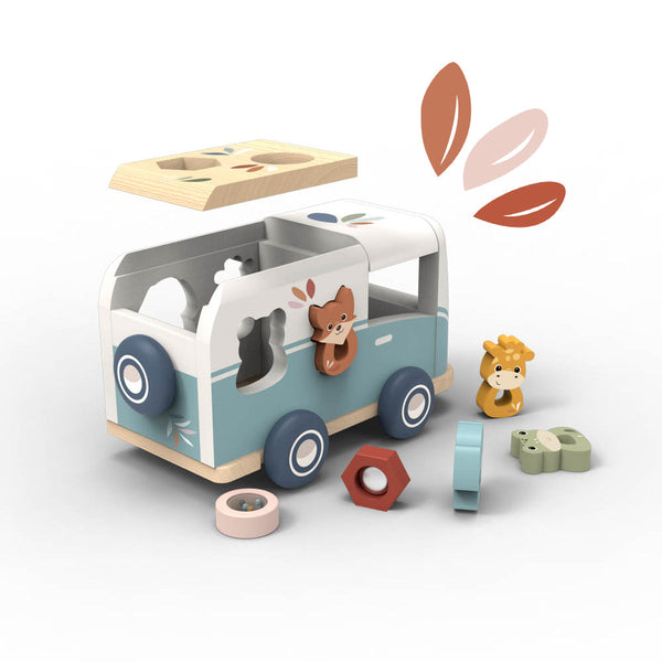 Baby Van Shape Sorter for early learning, showcasing colorful shapes and engaging design from angle 2.