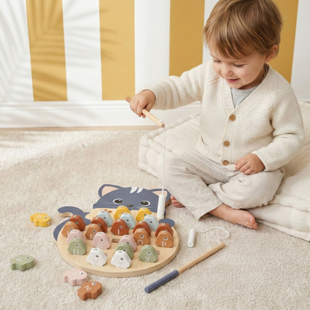 "Fishing Game Alphabet for babies - fun early learning toy for letter recognition and motor skills development."