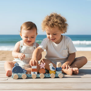 Speedy Monkey Ocean Stacking Train Multicolor 15 Blocks
