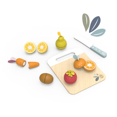 Colorful Fruits & Vegetables Cutting Playset for kids' role play and imaginative fun.