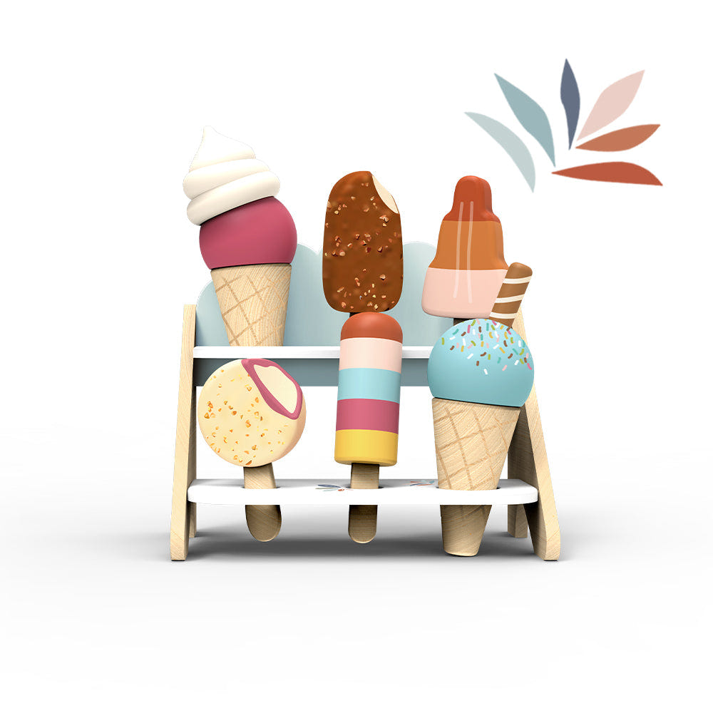 "Colorful ice cream shop playset for kids, featuring cones, scoops, and accessories for imaginative role play."