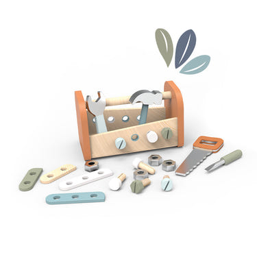 "2-in-1 baby tool box workbench for role play fun and creativity."