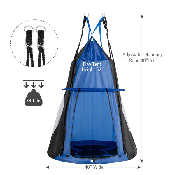 "2-in-1 40-inch kids hanging chair swing tent set for fun playtime and relaxation."