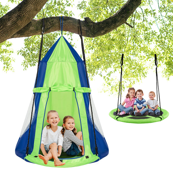 2-in-1 40-inch kids hanging chair swing tent set, perfect for playtime and relaxation in any space.