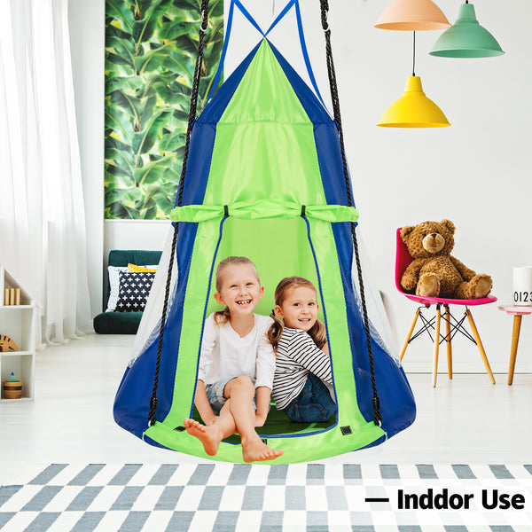 2-in-1 40-inch kids hanging chair swing tent set for outdoor fun and relaxation. Perfect for playtime!