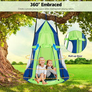 2-in-1 40-inch kids hanging chair swing tent set for fun and play in any outdoor or indoor space.